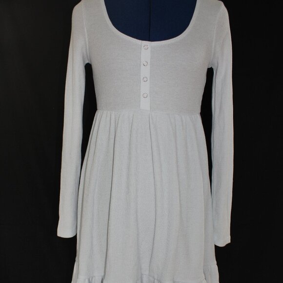 Women's Wild Fable Size XS Tea Cup Blue Waffle Long Sleeve Dress - Picture 1 of 9